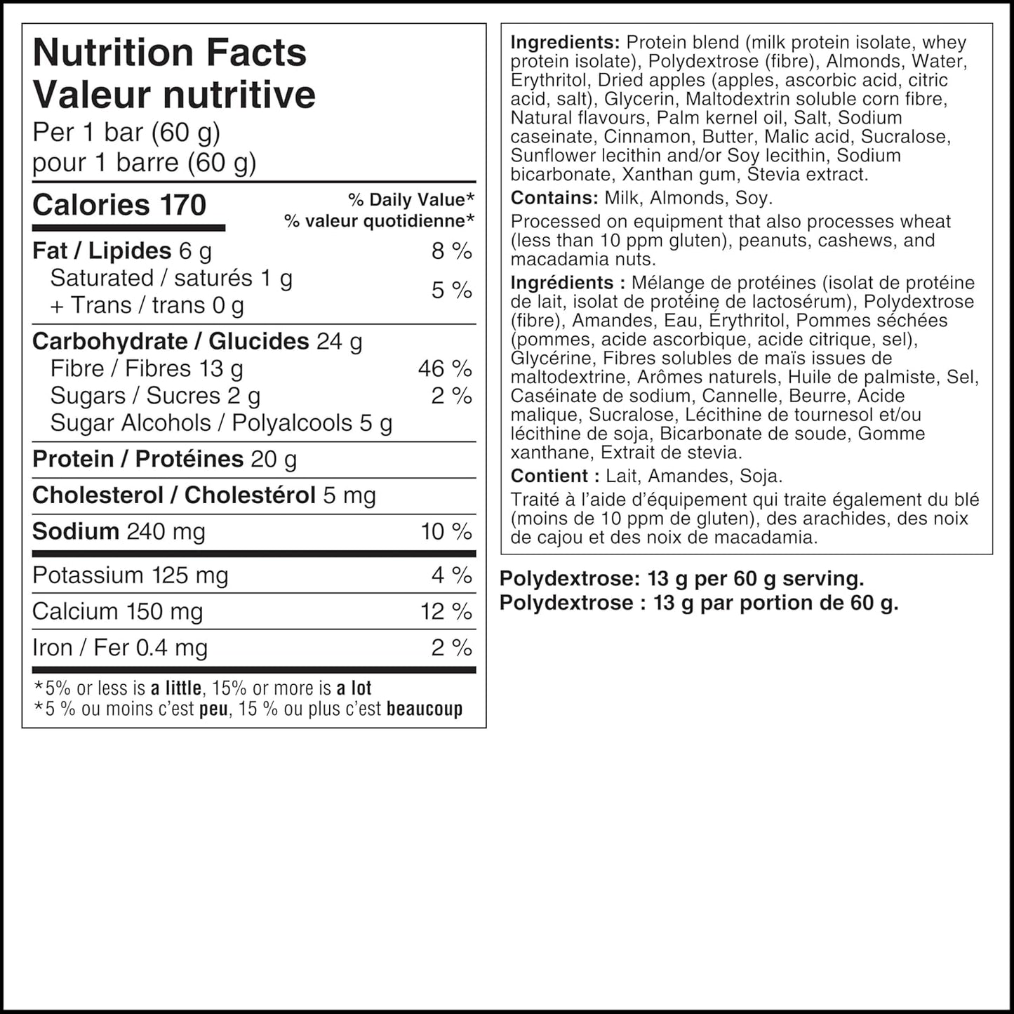 Quest Nutrition 苹果派风味蛋白棒，高蛋白、高纤维、无麸质，12 支