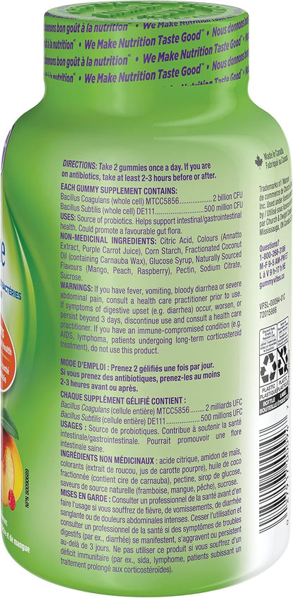 Vitafusion 益生菌成人軟糖，2 種益生菌菌株，每劑 50 億活性細胞，支持胃腸道健康，70 粒，1 個月用量，素食軟糖