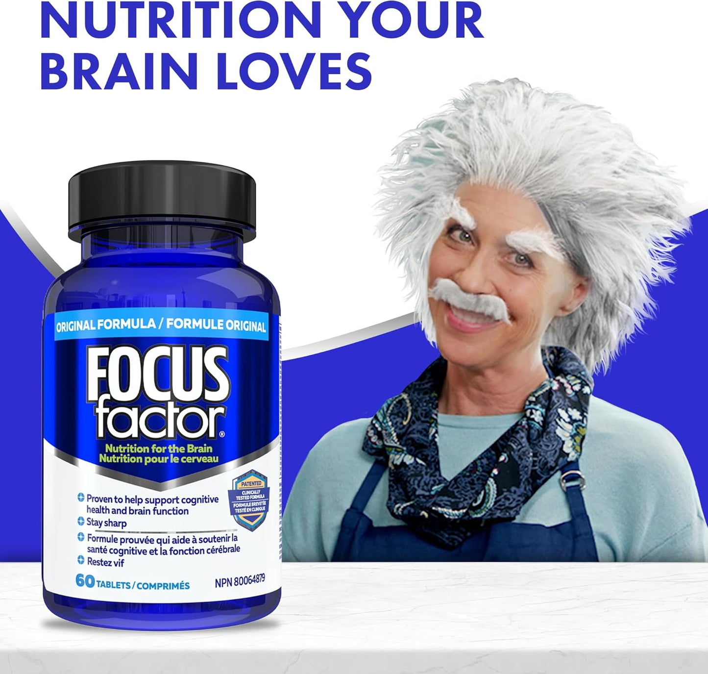 Focus Factor 大腦補充劑和完整複合維生素（60 粒），含鋅、鎂、維生素 B6、B12、D、假馬齒莧和酪氨酸，可改善記憶力、注意力和專注力