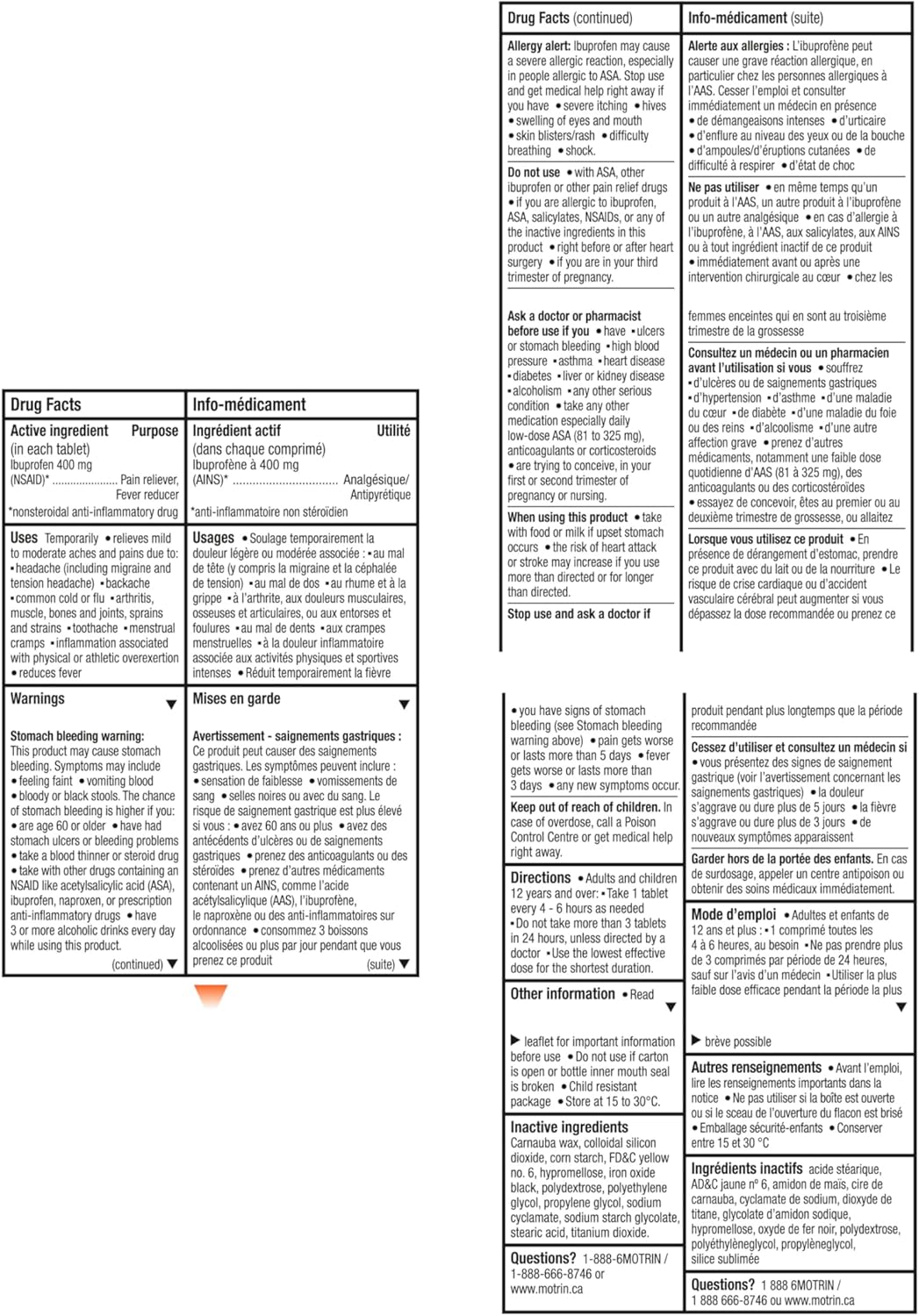 Motrin 超强效片剂，缓解痛经、头痛、背痛，布洛芬 400 毫克，45 片