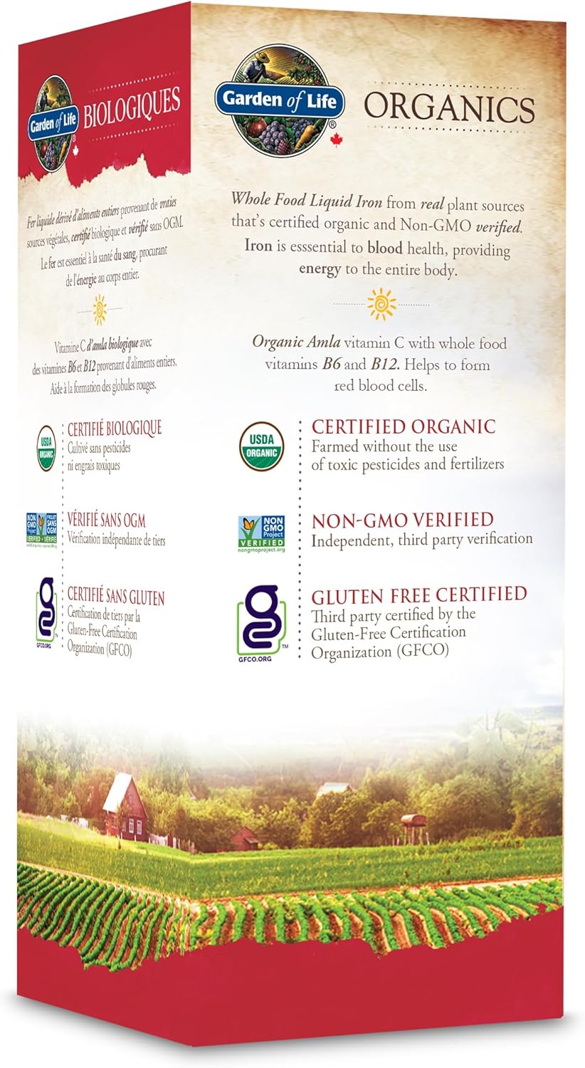 生命花園有機植物鐵和草本，蔓越莓青檸口味 | 免疫支持，減少疲勞和倦怠 | 10毫克鐵 | 溫和不便秘 | 全食物成分，無麩質