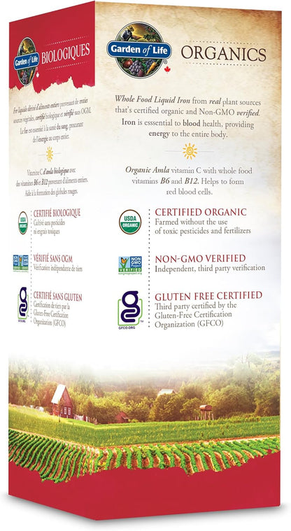 生命花園有機植物鐵和草本，蔓越莓青檸口味 | 免疫支持，減少疲勞和倦怠 | 10毫克鐵 | 溫和不便秘 | 全食物成分，無麩質