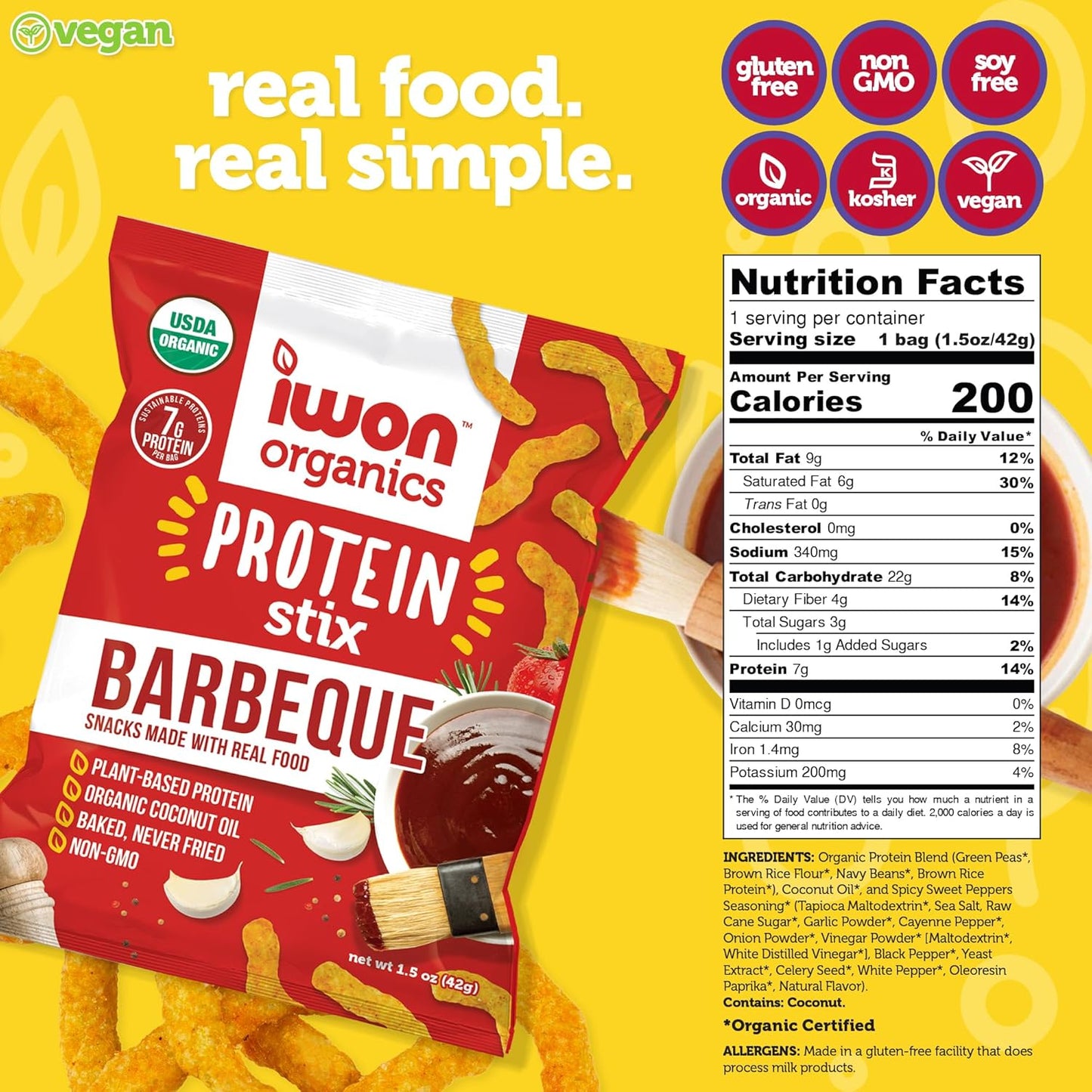 IWON Organics 韩式烧烤蛋白棒，8 支