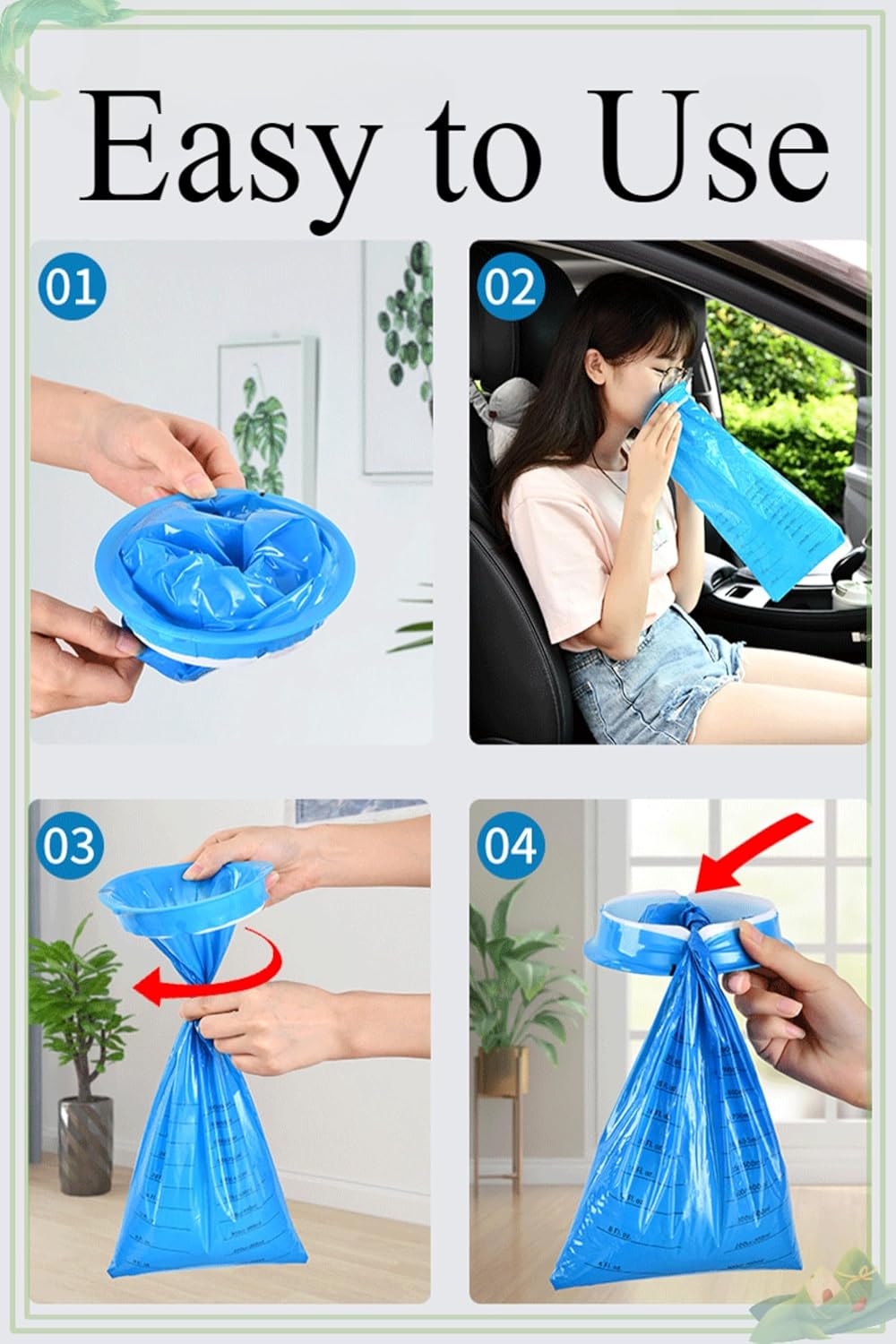 HOIRIX 30個裝一次性嘔吐袋，手提嘔吐袋，1000毫升防漏嘔吐袋，適用於旅遊、噁心和汽車（紫色）