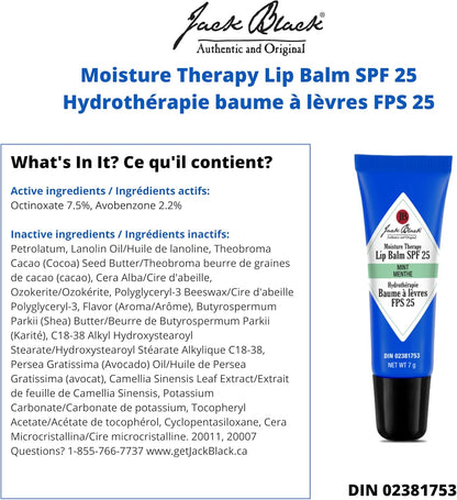 Jack Black Moisture Therapy Lip Balm SPF 25, Mint