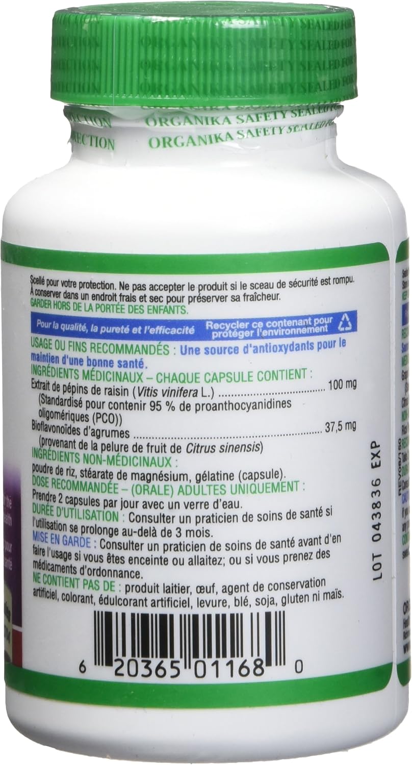 Organika Grape Seed Extract (Hi Potency 95 % Opc) 120 Caps