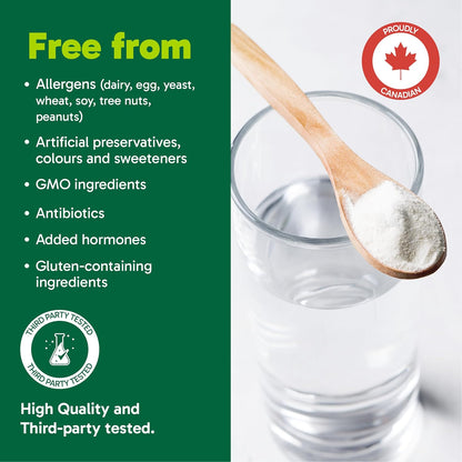 Organika Canadian-Made Enhanced Collagen Bone and Joint Powder - with Glucosamine, MSM, Chondroitin Sulfate, Vitamin D3 and K2 | Helps Restore Bone and Joint Health + Healthier Skin and Hair - 280g