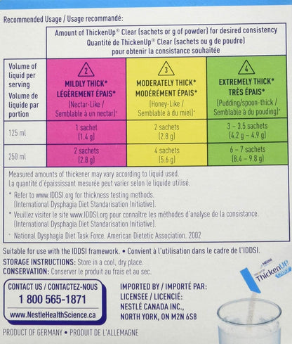ThickenUp Clear，速溶食品和饮料增稠剂，125克罐装；ThickenUp Clear，速溶食品和饮料增稠剂，24 x 1.4克小袋装