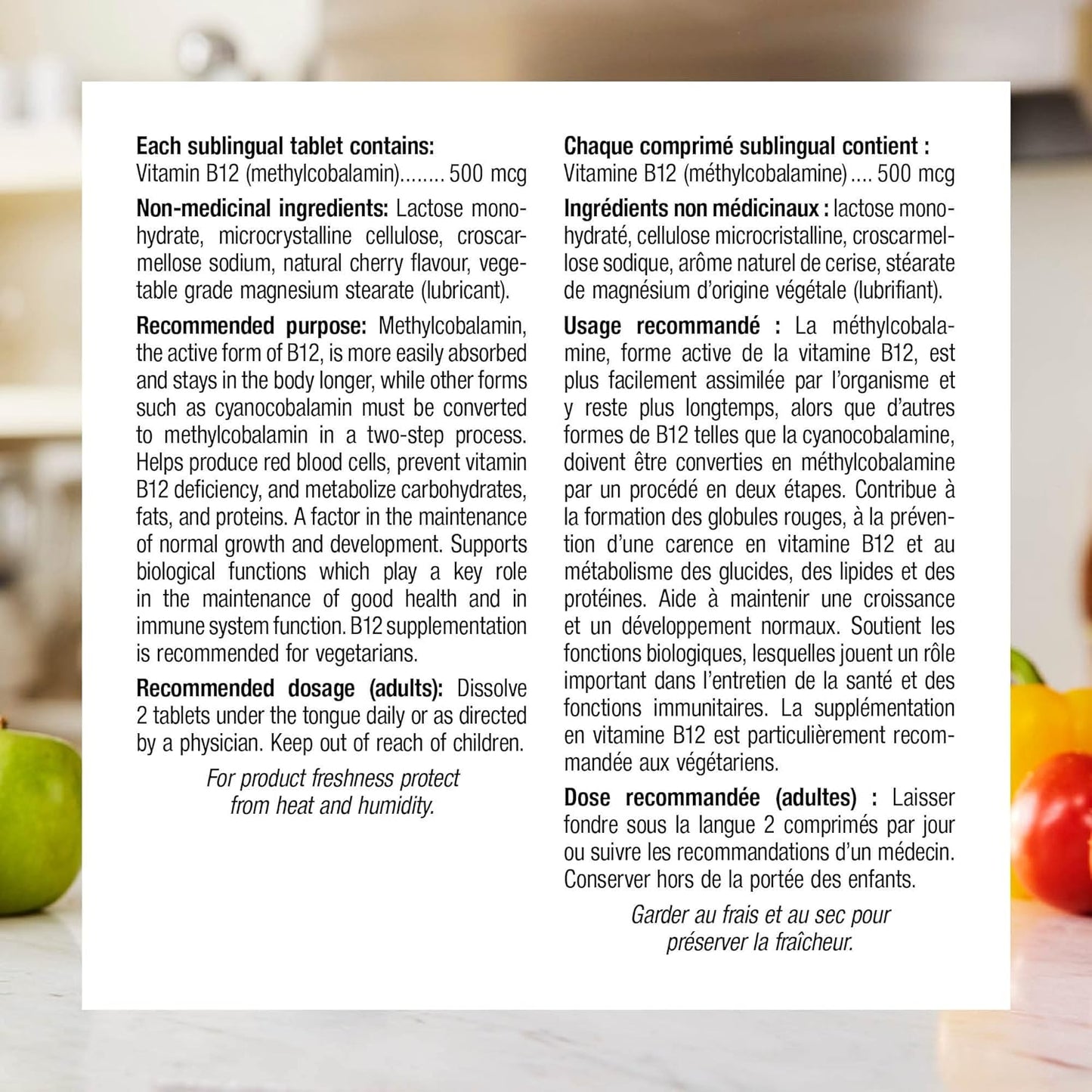 Webber Naturals 维生素 B12 500 微克，速溶，120 片，天然樱桃味，支持能量产生和新陈代谢