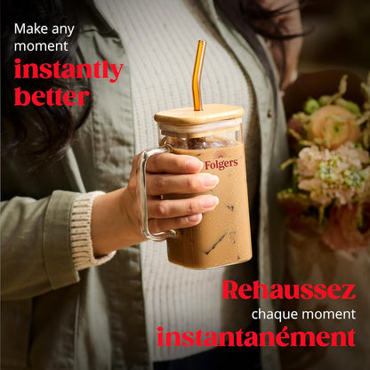 Folgers 速溶咖啡包，适用于热饮或冷饮混合饮料，速溶法式香草拿铁，4 个（1 包）