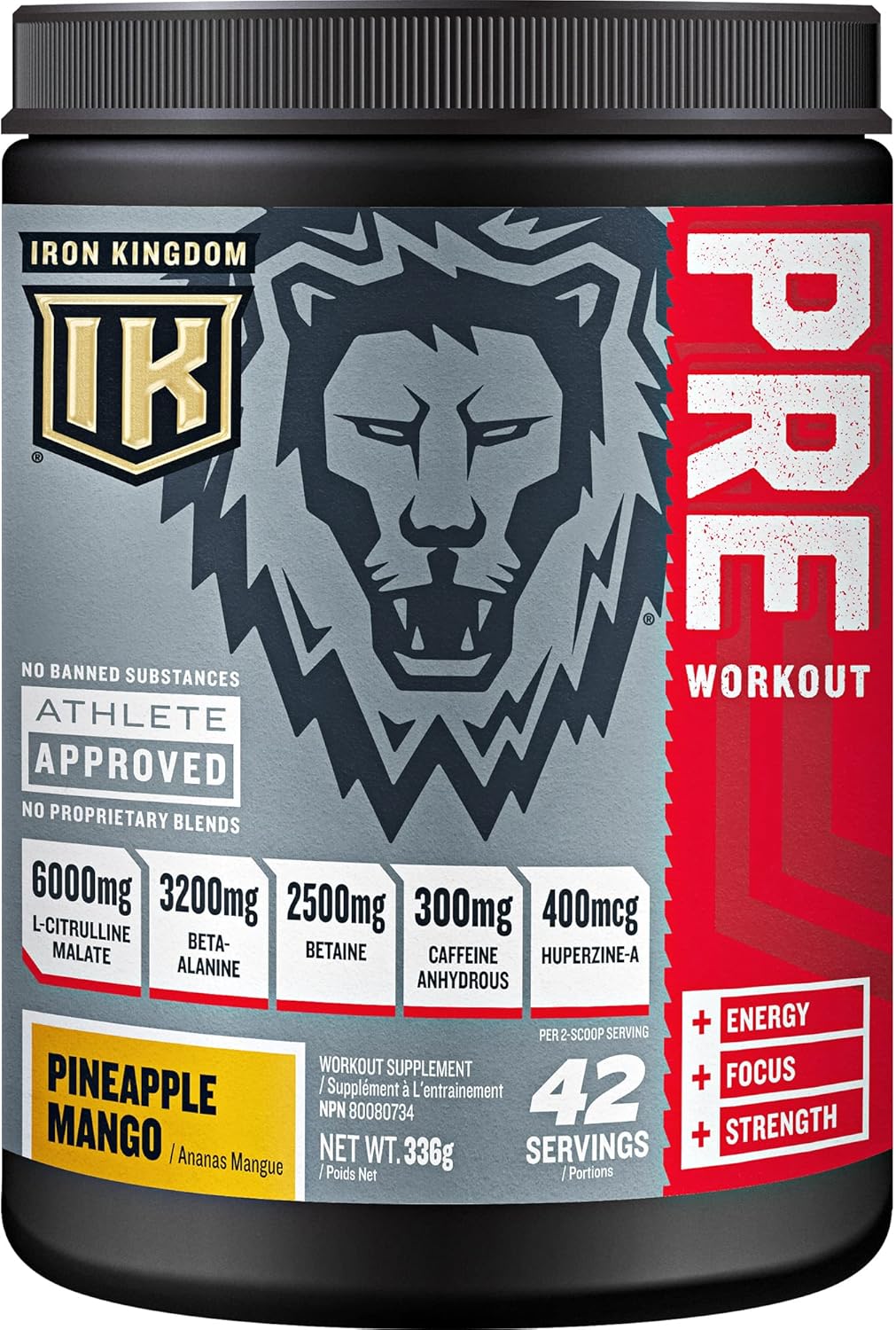 IRON KINGDOM PRE-WORKOUT PINEAPPLE MANGO, Energy, Focus, Strength, Citrulline, Beta-Alanine