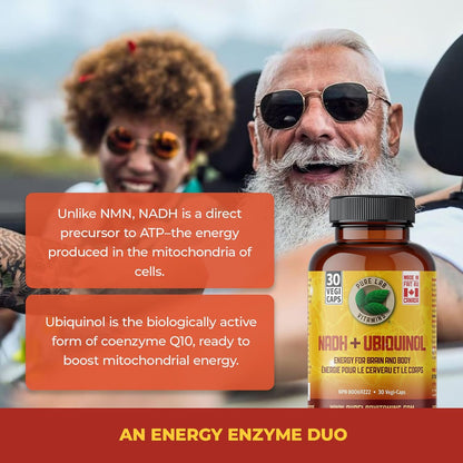 Pure Lab 维生素 | NADH 烟酰胺腺嘌呤二核苷酸 + 辅酶 Q10 泛醇 | 30 粒胶囊 | 维生素 B3 补充剂 | B3 维生素烟酰胺补充剂 | 脑能量、思维清晰度补充剂