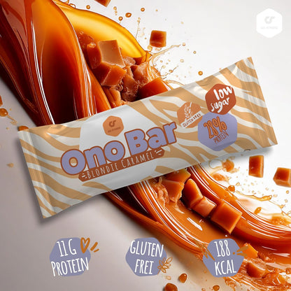 GoFitness Nutrition ONO Bar 金髮焦糖口味 - 12x40克裝 - 高蛋白健身棒，支持肌肉生長、提升能量，也是健康零食