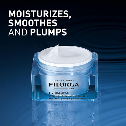 Filorga Hydra-Hyal Hydrating Plumping Water Cream - Face Gel-Cream For Combination To Oily Skin - With Hyaluronic Acids - Matyfying Cream-Gel Texture - 50ml