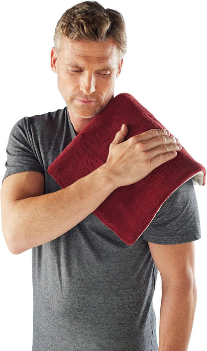 Sunbeam Microplush XpressHeat 加热垫，6 种加热设置，选择小时自动关闭，湿热/干热，12 英寸 x 15 英寸，石榴红色