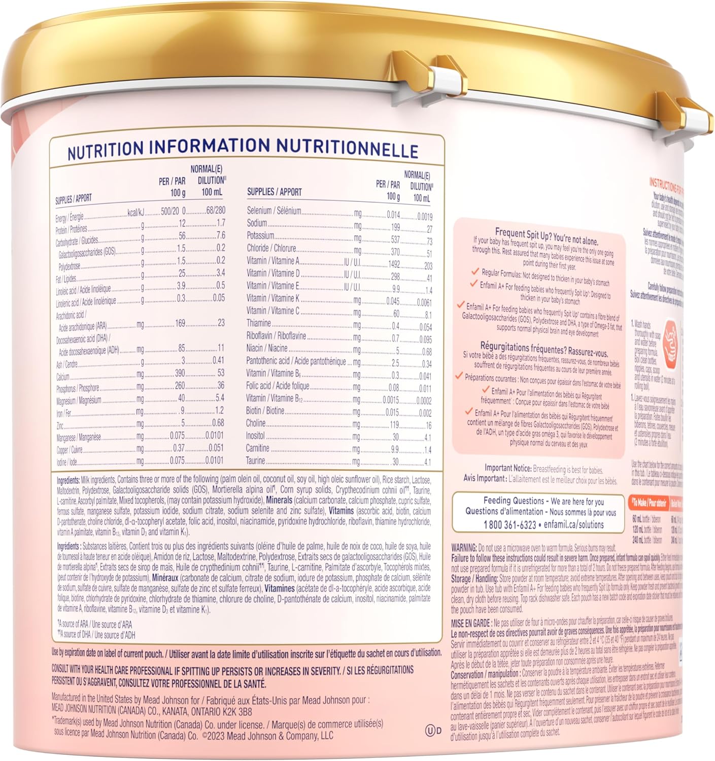Enfamil A+ for frequent Spit Up, Baby Formula, Powder Tub, 629g