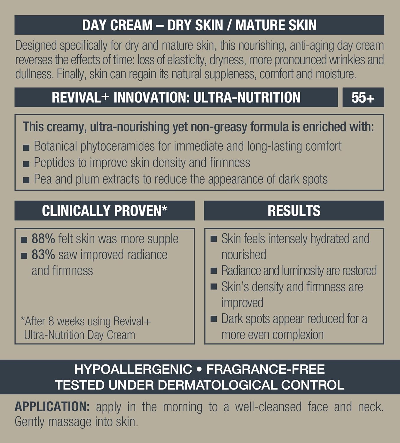 Marcelle Revival+ Ultra-Nutrition Anti-Aging Day Cream, Dry Skin, Mature Skin 55+, Intensely Nourishing, Comfort & Radiance, Cruelty-Free, Vegan, Hypoallergenic, Paraben-Free, Fragrance-Free, 50 mL