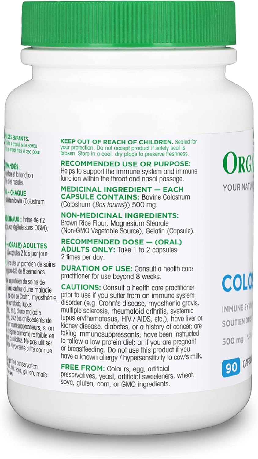 Organika 加拿大制造初乳（牛）- 免疫支持，草饲 - 180 粒