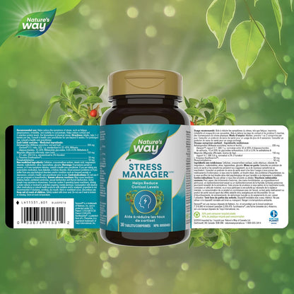 Nature’s Way 壓力管理 - 緩解壓力片，含南非醉茄、L-茶氨酸、厚朴和磷脂酰絲氨酸 - 減輕壓力、疲勞和失眠症狀 - 30 片素食片劑