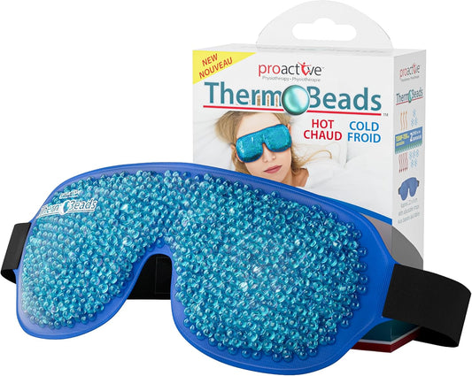 ProActive Dual Zone Reusable Hot or Cold Gel Bead Therapy Ice Pack Eye Mask with Adjustable Straps | Microwavable, Gel Beads - Ideal for Migraine, Sleep, Puffy Eyes, Inflamation, Headache Relief