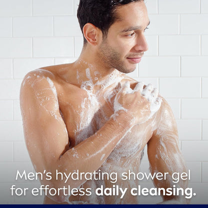 NIVEA MEN Cool Kick Body Wash | 3-in-1 Men Shower Gel (Body, Face & Hair), 3x500mL & MEN Active Lip Balm, (2 X 4.8g) | Made with Jojoba Oil & Shea Butter, 24H Hydration