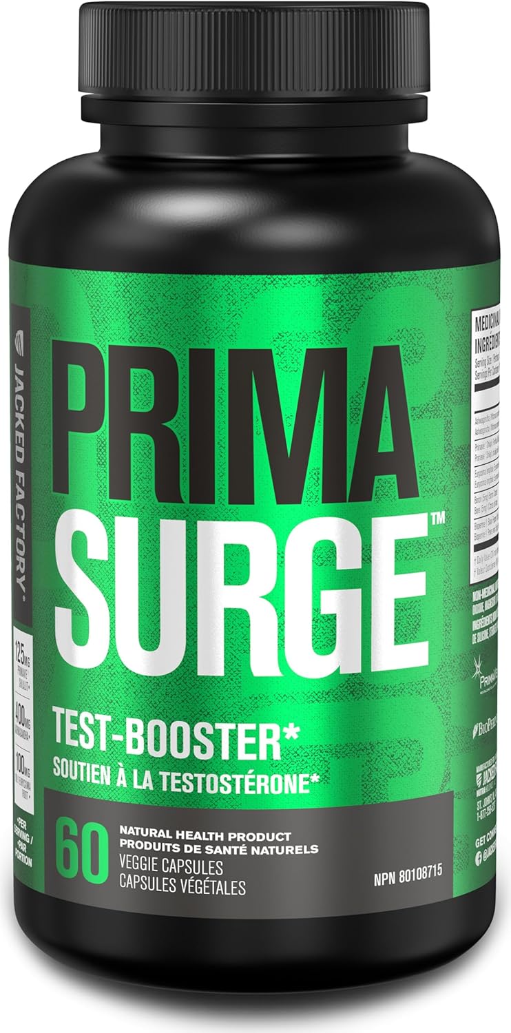 Primasurge Testosterone Booster for Men - Natural Test Supplement to Improve Vitality, Lean Muscle Growth, & Strength with PrimaVie Shilajit, Ashwagandha, & More - 60 Capsules
