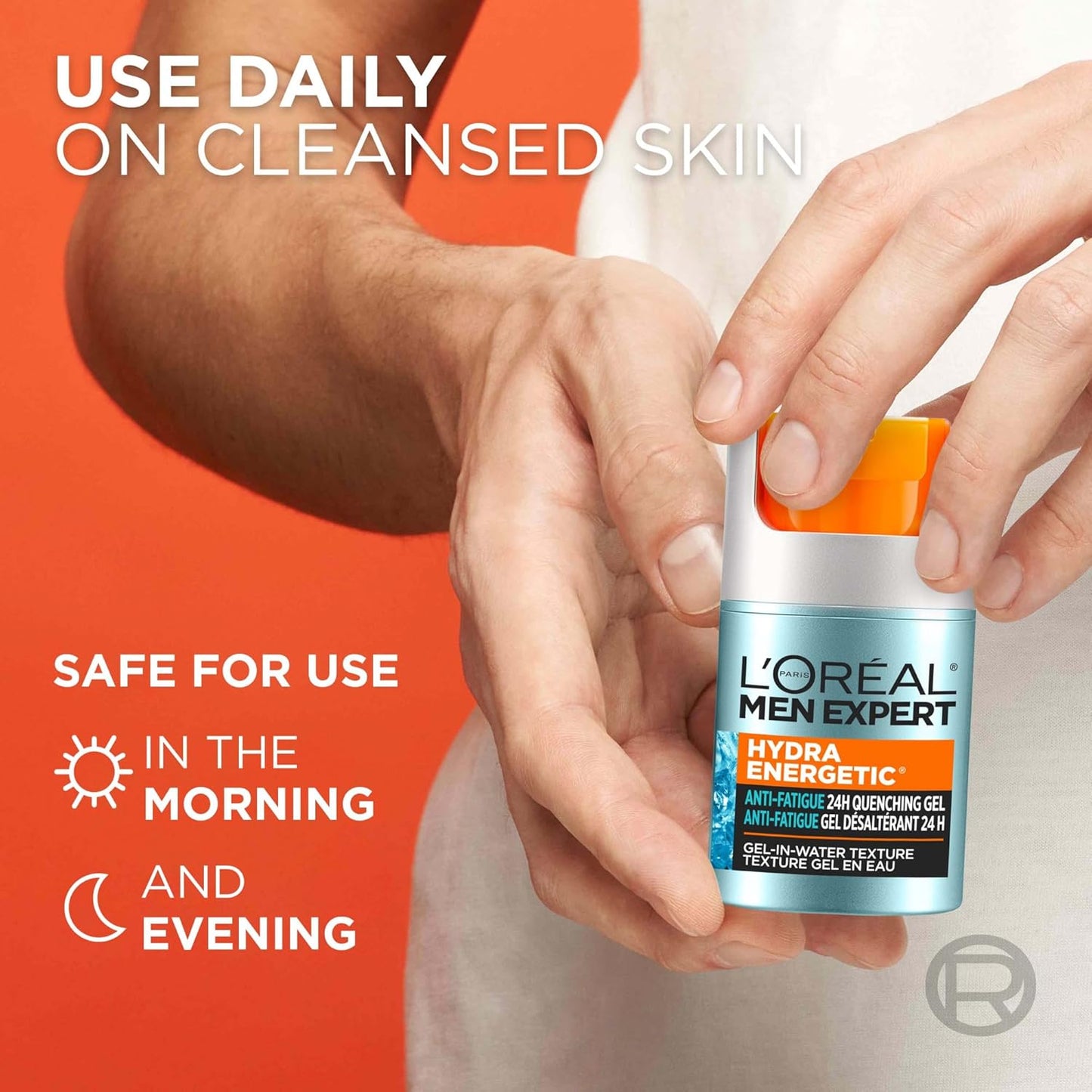 L'Oréal Paris Men Expert Anti-Fatigue 24H Moisturising Gel, Anti Shine & Oil Control Daily Moisturizer for Men, Hydra Energetic, 50ml