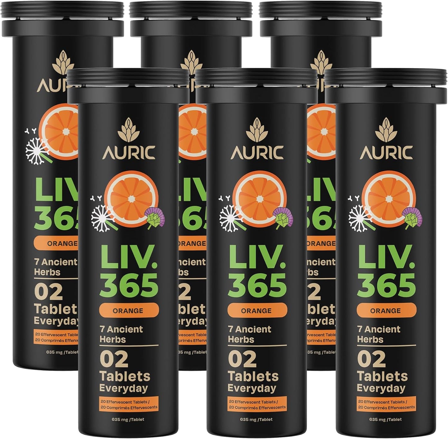 Auric 草本护肝补充剂 | 奶蓟草（水飞蓟素）、姜黄、大蒜、生姜，有益于肝脏健康 | 先进的排毒清洁配方，有效促进肝脏健康 | 120 片