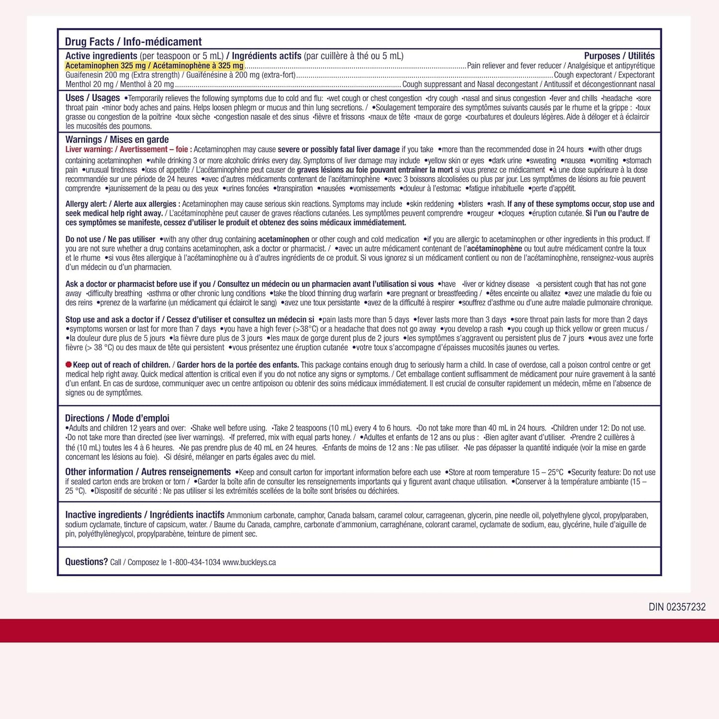 Buckley's 止咳糖浆，完全超强粘液缓解、咳嗽、感冒和流感药物、头痛和鼻窦缓解，250 毫升（包装可能有所不同）