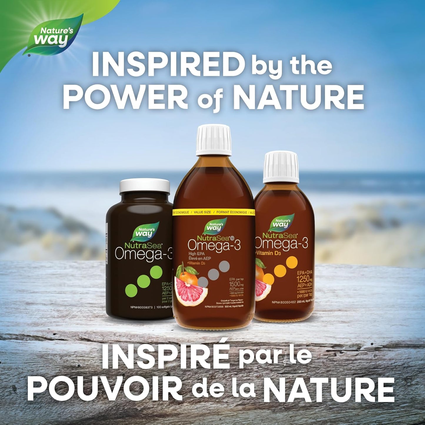 NutraSea HP+D™, High Potency Omega 3 + Vitamin D Supplement, Grapefruit Tangerine, 500 ML Liquid