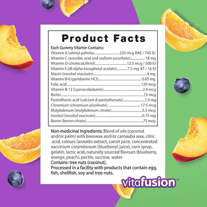 Vitafusion MultiVites 成人複合維生素軟糖，富含 12 種必需營養素，150 粒軟糖，可供 2.5 個月食用，包裝可能有所不同