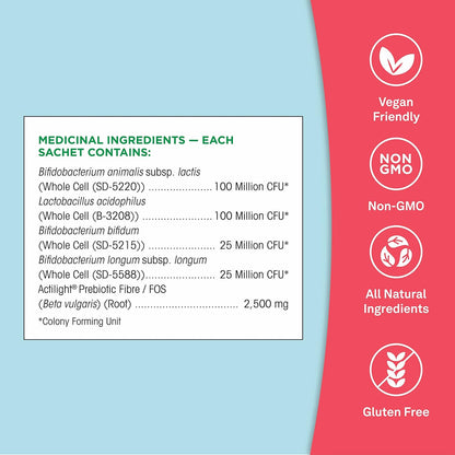 Organika 益生菌 + 益生元粉 - 改善腸道、消化系統和腸道健康，緩解脹氣和腹脹，保質期長，14 袋 x 3 克，方便攜帶