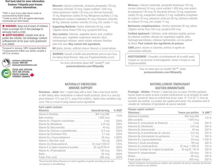 Jamieson 100% 複合維生素，強效配方，富含高濃度維生素 B、維生素 C 和維生素 D。支持免疫力、能量和整體健康，無麩質，每日一片，115 粒膠囊