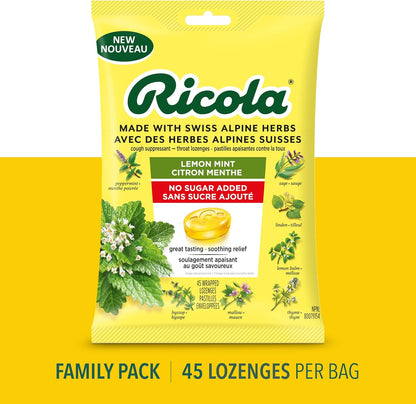 Ricola Lemon Mint No Sugar Added Throat Drops