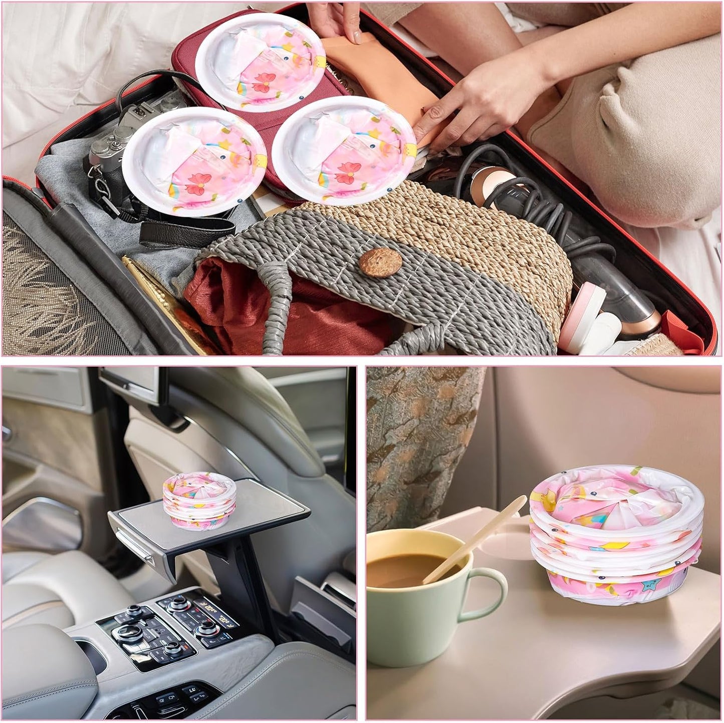 JarThenaAMCS 50Pcs Kids Vomit Bags Disposable Cartoon Emesis Bags Leak Proof Self Sealing Barf Bags Portable Throw Up Bag for Motion Car Air Sea Sickness Nausea Travel