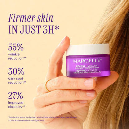 Marcelle Revival+ Vitality Redensifying Day Cream, for Menopausal Skin, with Vitamin D, Hyaluronic Acid and Urea, Hypoallergenic, Fragrance-Free, Paraben-Free, Clean, Cruelty-Free, 50 mL