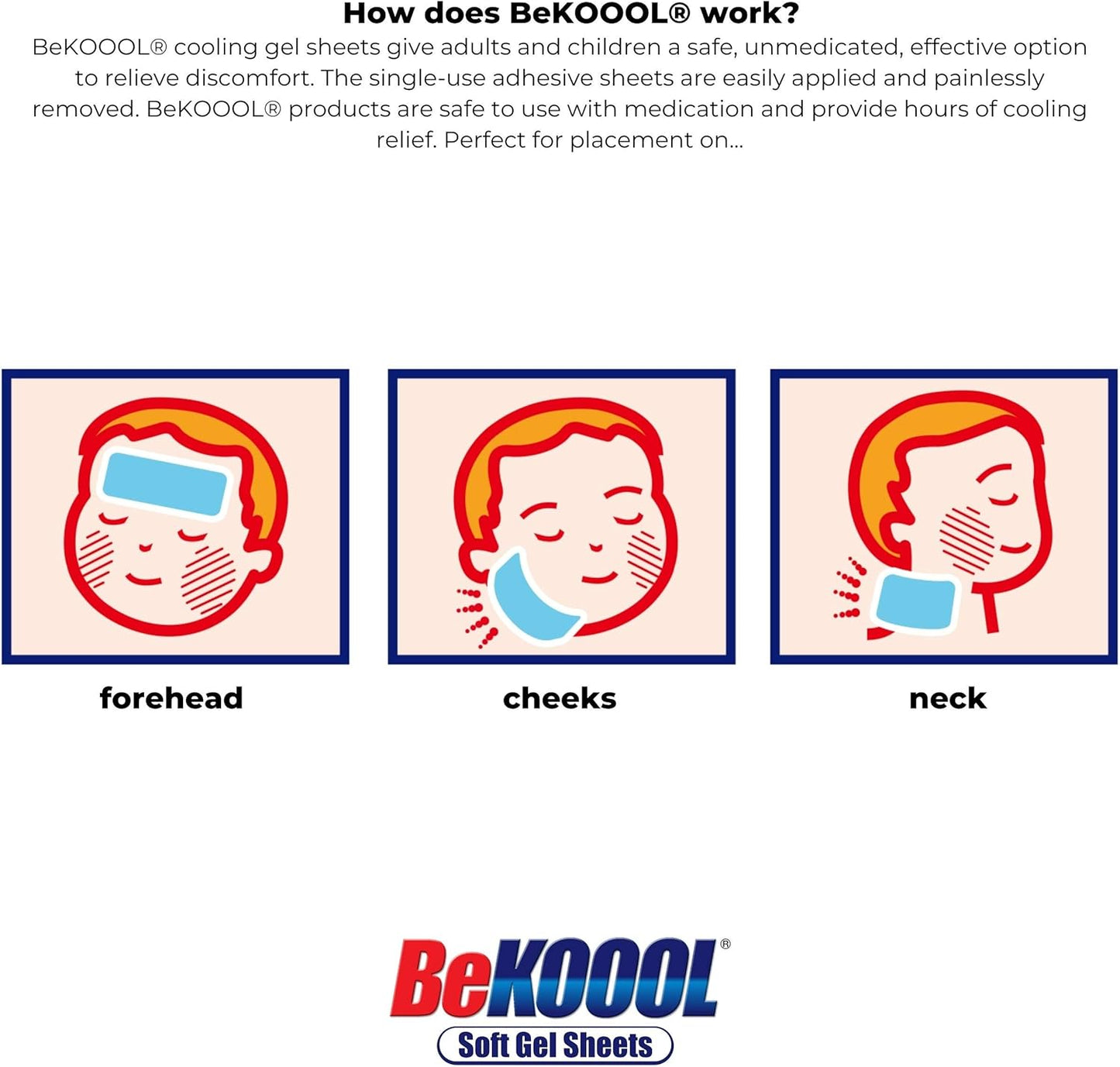 BeKoool 儿童柔软冷却凝胶贴，4 片