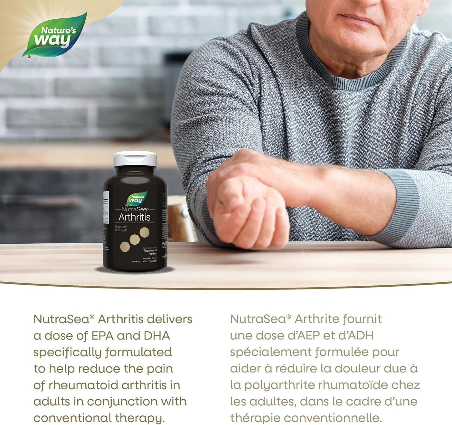 NutraSea Arthritis Targeted Omega-3 - Rheumatoid Arthritis Support 3000mg (1725mg EPA, 1275mg DHA), Fresh Mint, 75 count softgel