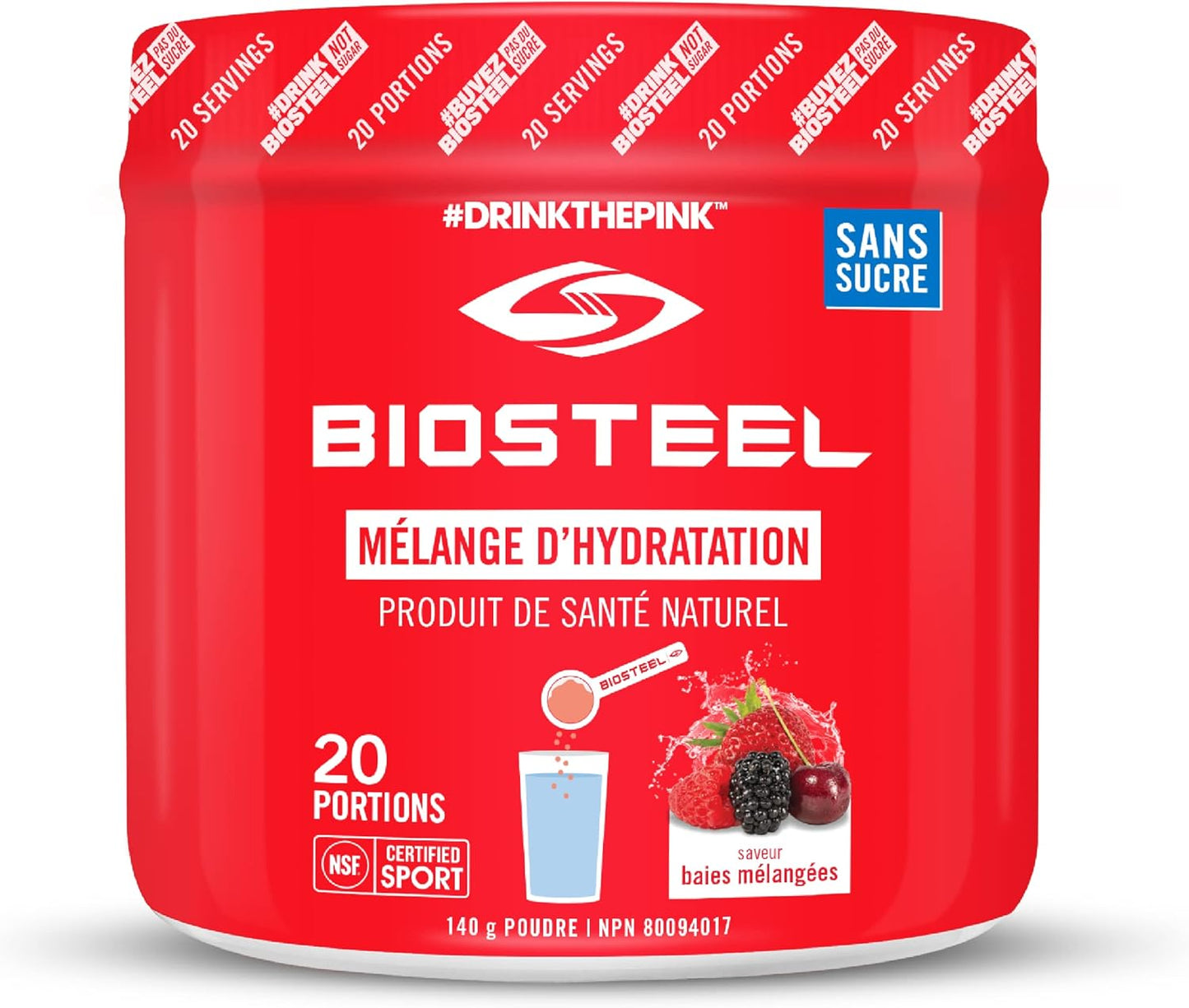 BioSteel 补水混合浆果+柠檬青柠套装（每套 20 份），零糖补水饮料混合物