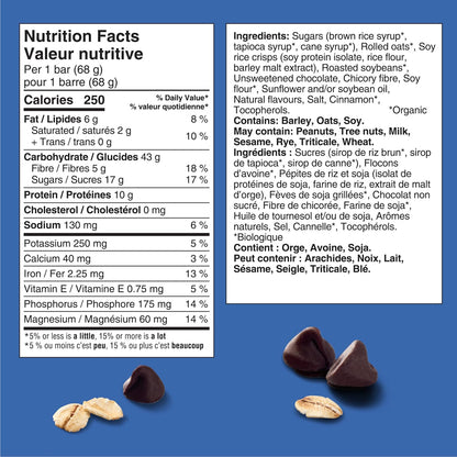CLIF BAR 能量棒，巧克力碎，燕麦棒，高蛋白，含 70% 有机成分，1.02 千克（15 包）