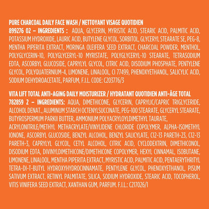 L’Oréal Paris Daily Face Wash + Hydrating Face Cream Kit, Men Expert Skincare, Pure Charcoal Face Wash, Removes Impurities and Reduces Blackheads & Vita Lift Face Cream, Duo Pack