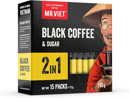 Mr.Viet 二合一黑咖啡加糖速溶咖啡 90 包