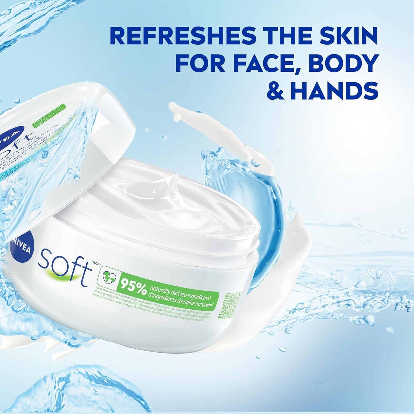 NIVEA Soft All-Purpose Moisturizing Cream, Face, Hand and Body Cream, Non-Greasy, Lightweight Moisturizer Provides 48-Hour Hydration for All Skin Types, 200mL