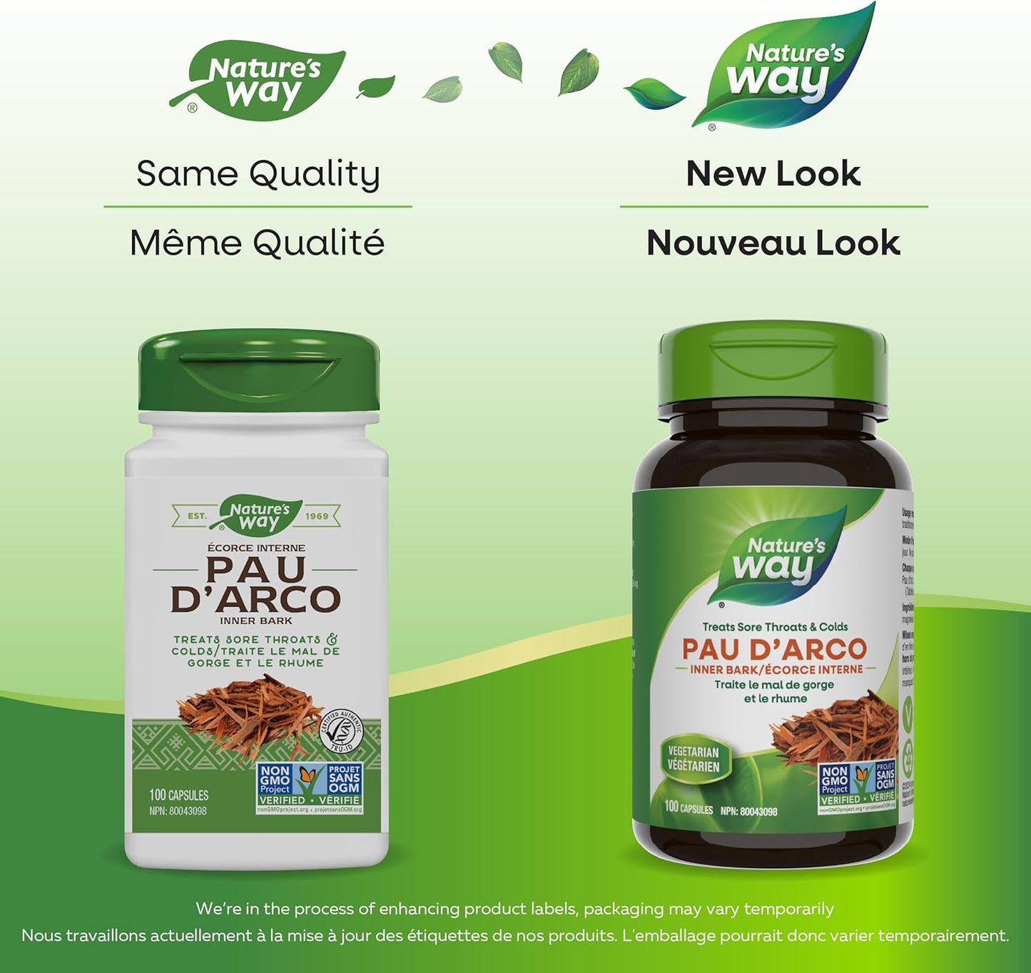 Nature's Way Pau d'Arco Inner Bark – Herbal Supplement Used to Help Treat Sore Throat and Colds – Non-GMO – 100 Vegetarian Capsules