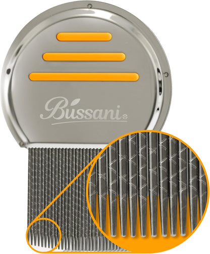 Bussani 虱子梳 – 304 不锈钢梳齿 – 适用于儿童、成人和宠物 – 防锈、可重复使用、易于清洁的猫狗跳蚤梳 - Peigne a Poux