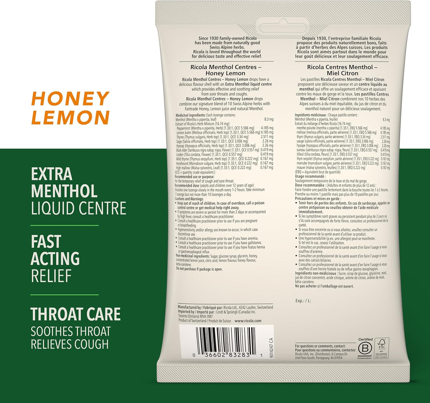 Ricola Menthol Centres Cough Drops