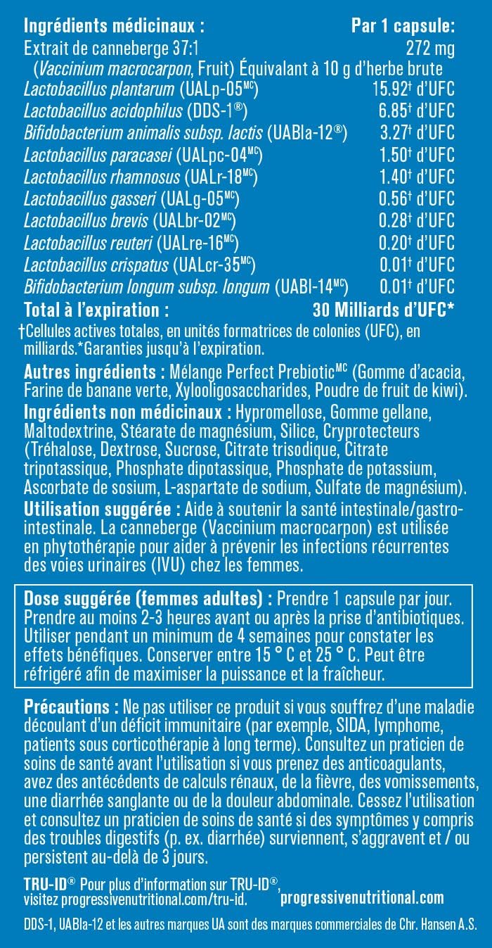專為女性設計的漸進式完美益生菌，含有 300 億 CFU，天然腸道健康複合物，含益生元，有助於日常消化、免疫、壓力支持、緩解腹脹和陰道 pH 平衡，10 種多樣化均衡的菌株…