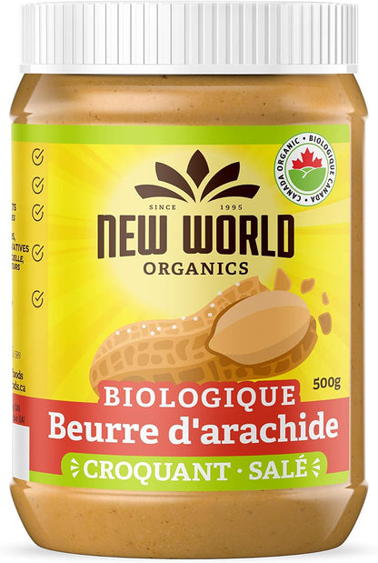New World Foods Peanut Butter, Crunchy Salted Organic 500g