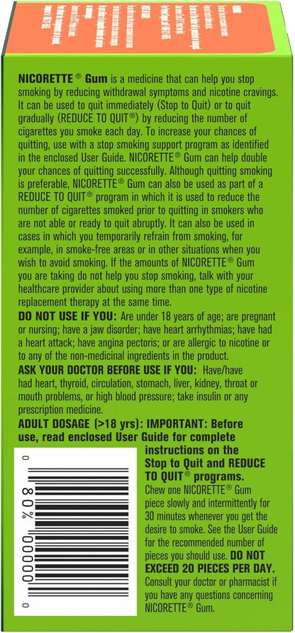 Nicorette 戒烟辅助剂，尼古丁口香糖戒烟辅助剂，新鲜水果味，4 毫克，210 片超值装和口香糖，新鲜水果味，4 毫克，105 片