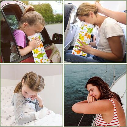 JarThenaAMCS 50个装儿童呕吐袋一次性恐龙呕吐袋防漏自封便携式呕吐袋适用于晕车晕船晕车旅行